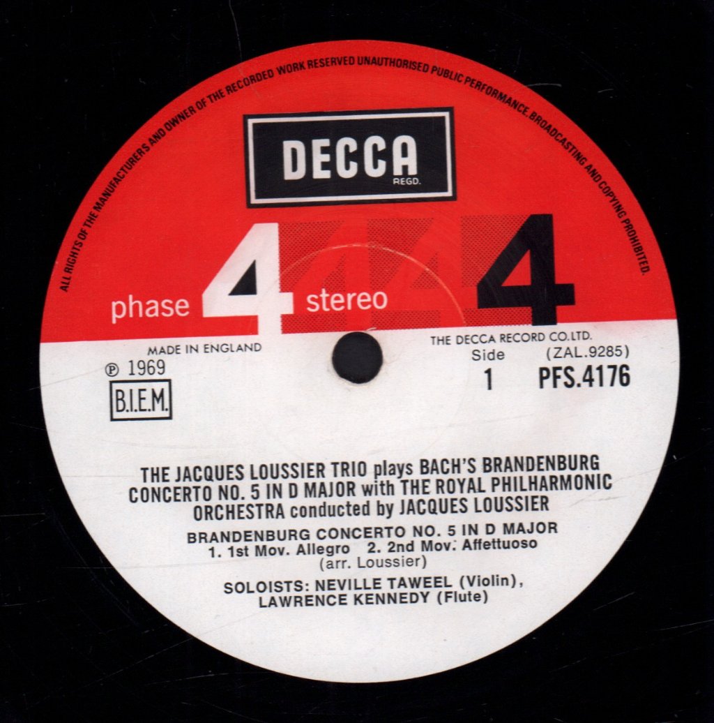 Jacques Loussier Trio - Bach's Brandenburg Concerto No. 5 - Lp