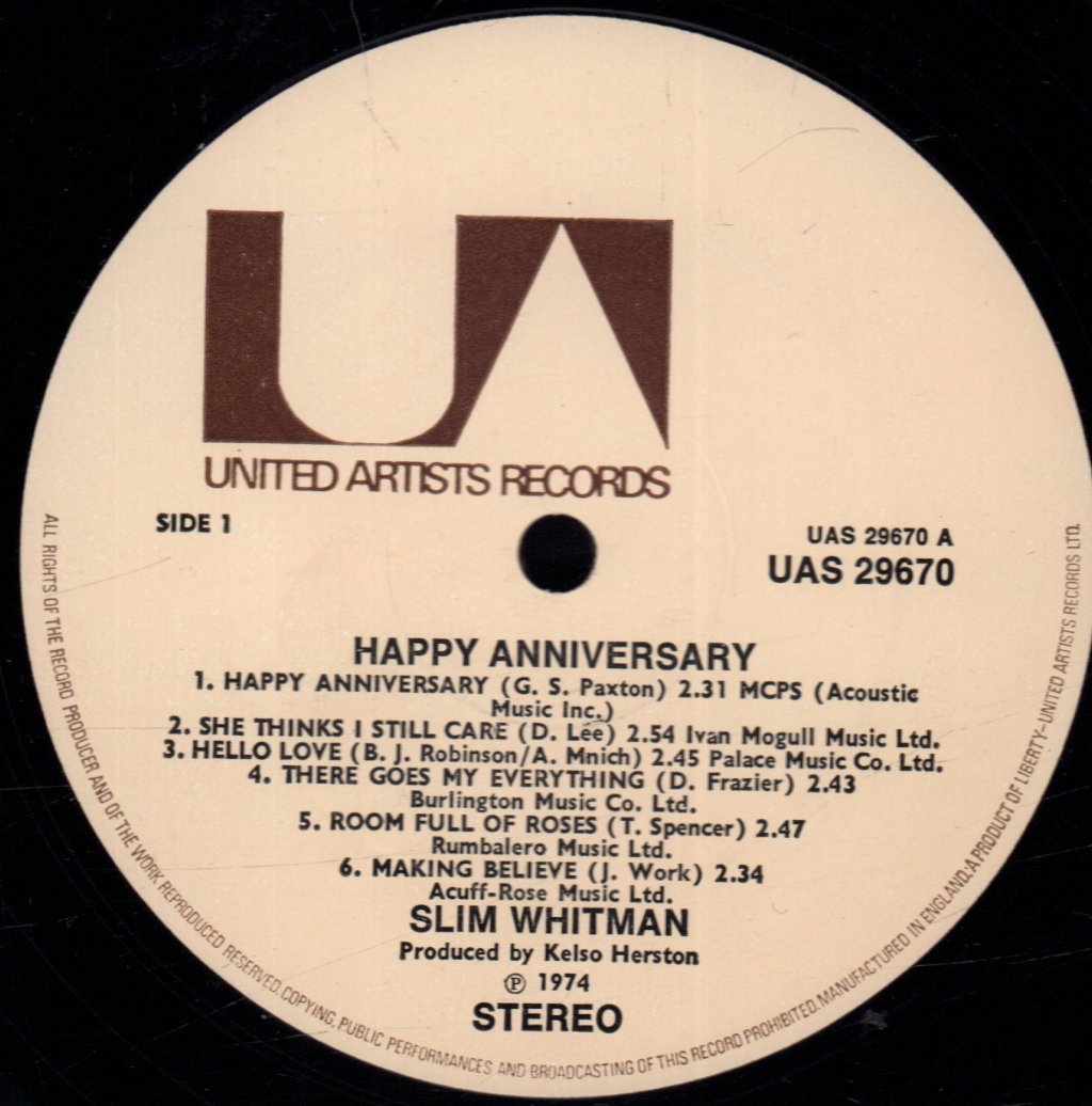 Slim Whitman - Happy Anniversary - Lp