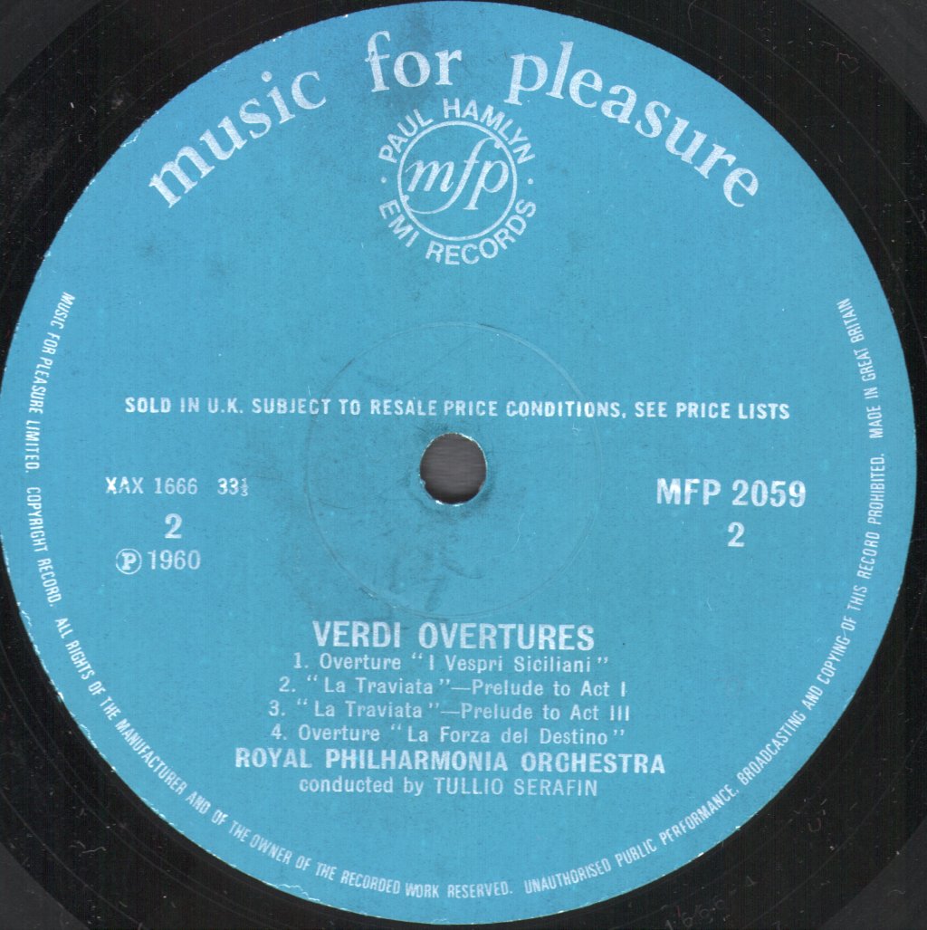 Tullio Serafin / Philharmonia Orchestra / Royal Philharmonic Orchestra - Verdi Overtures - Lp