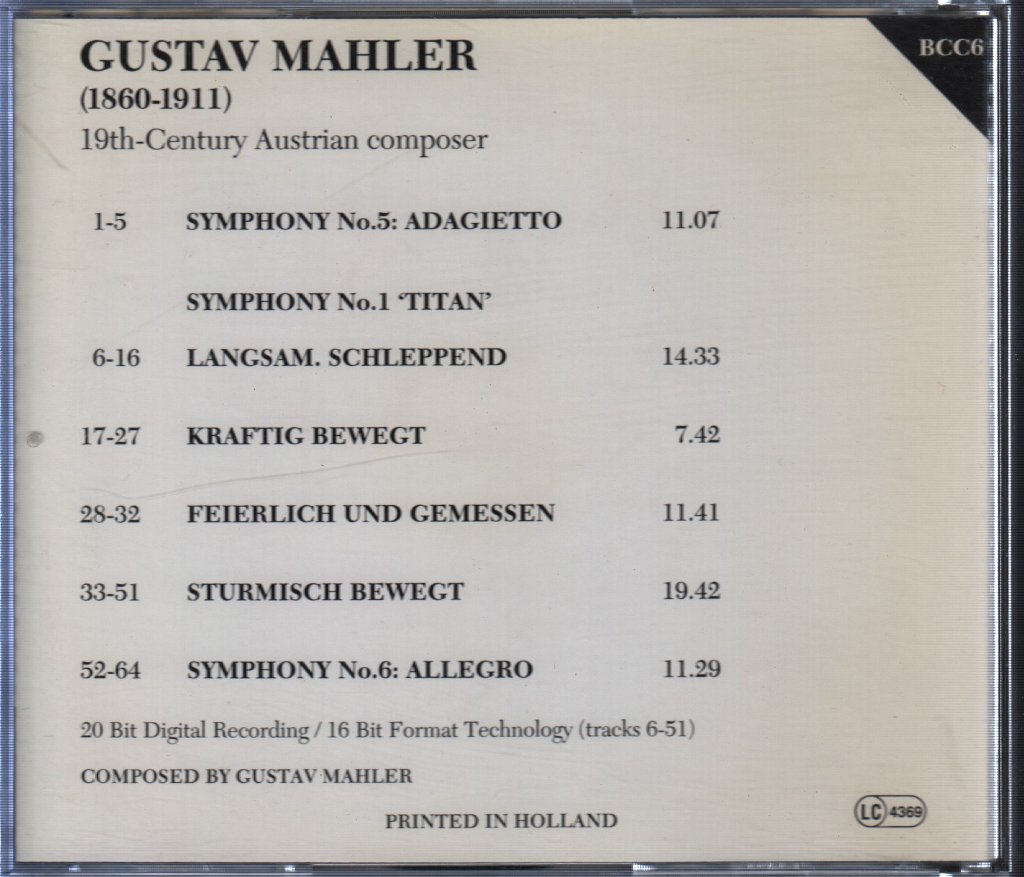 Gustav Mahler - Symphony No.5: Adagietto, Symphony No.1 - Cd