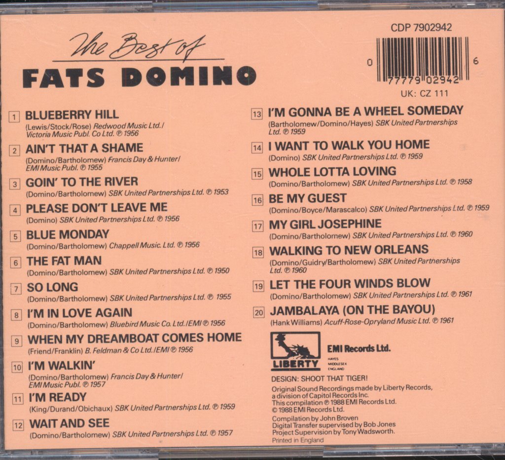 Fats Domino - Best Of Fats Domino - Cd