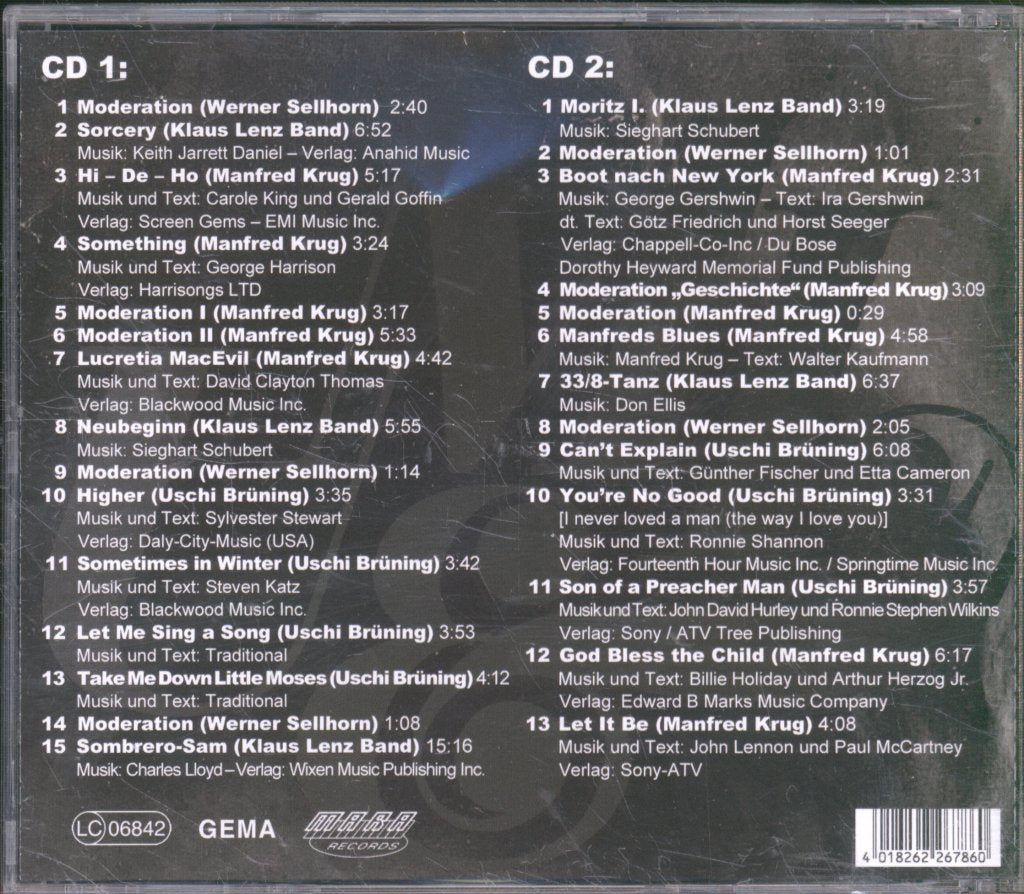 Manfred Krug, Uschi Brüning, Klaus Lenz Band - 1971 Live im Deutschen Hygiene-Museum Dresden - Double Cd