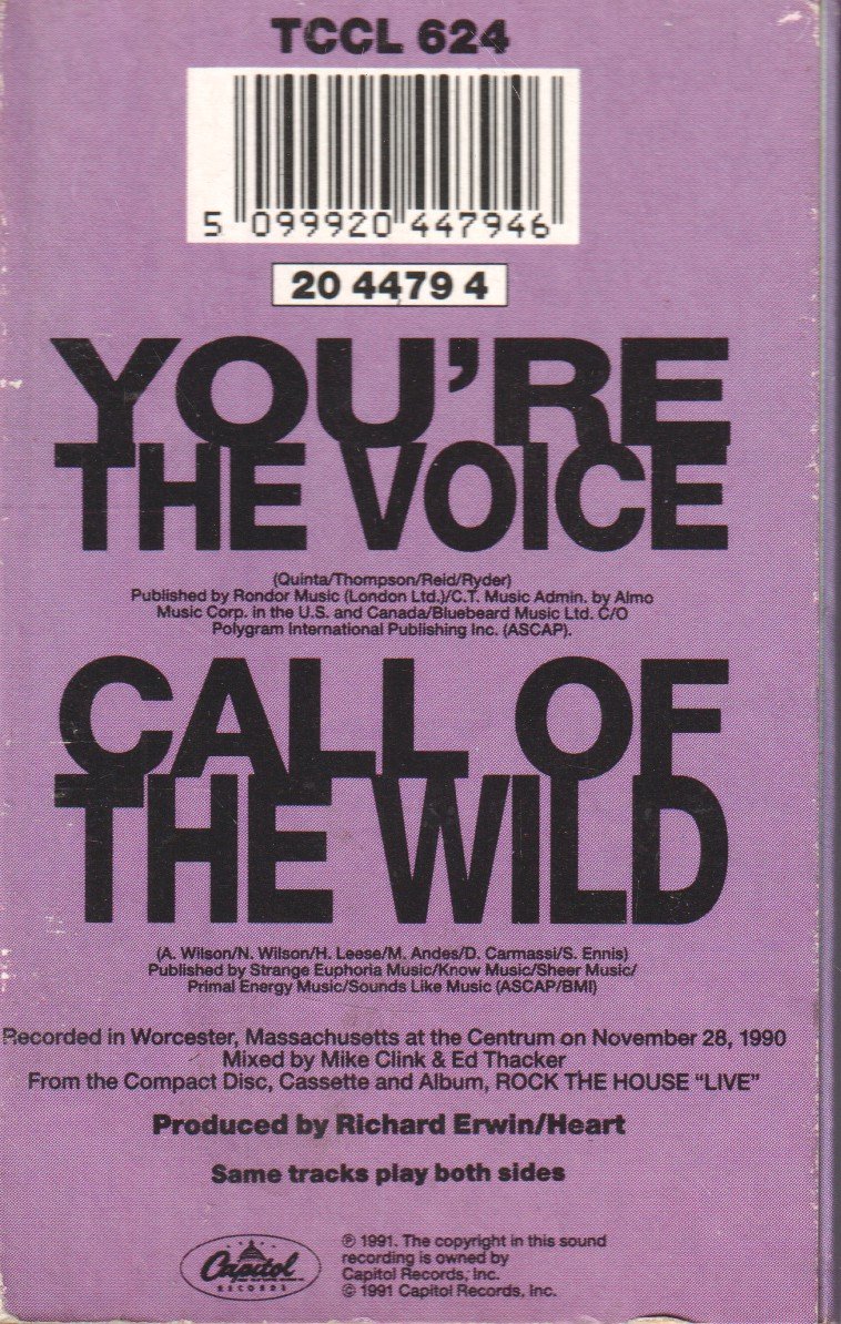 Heart - You're The Voice - Cassette