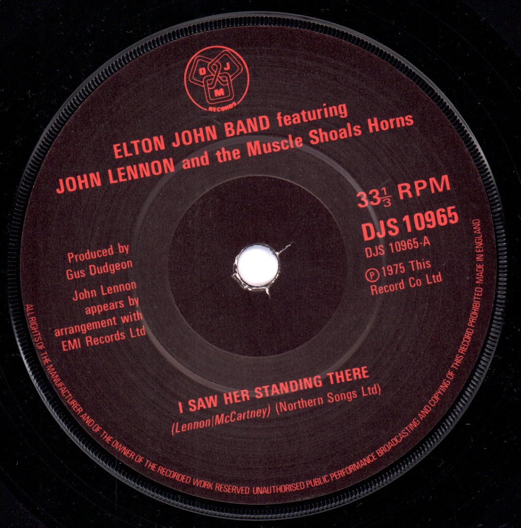 Elton John And John Lennon - I Saw Her Standing There - 7 Inch