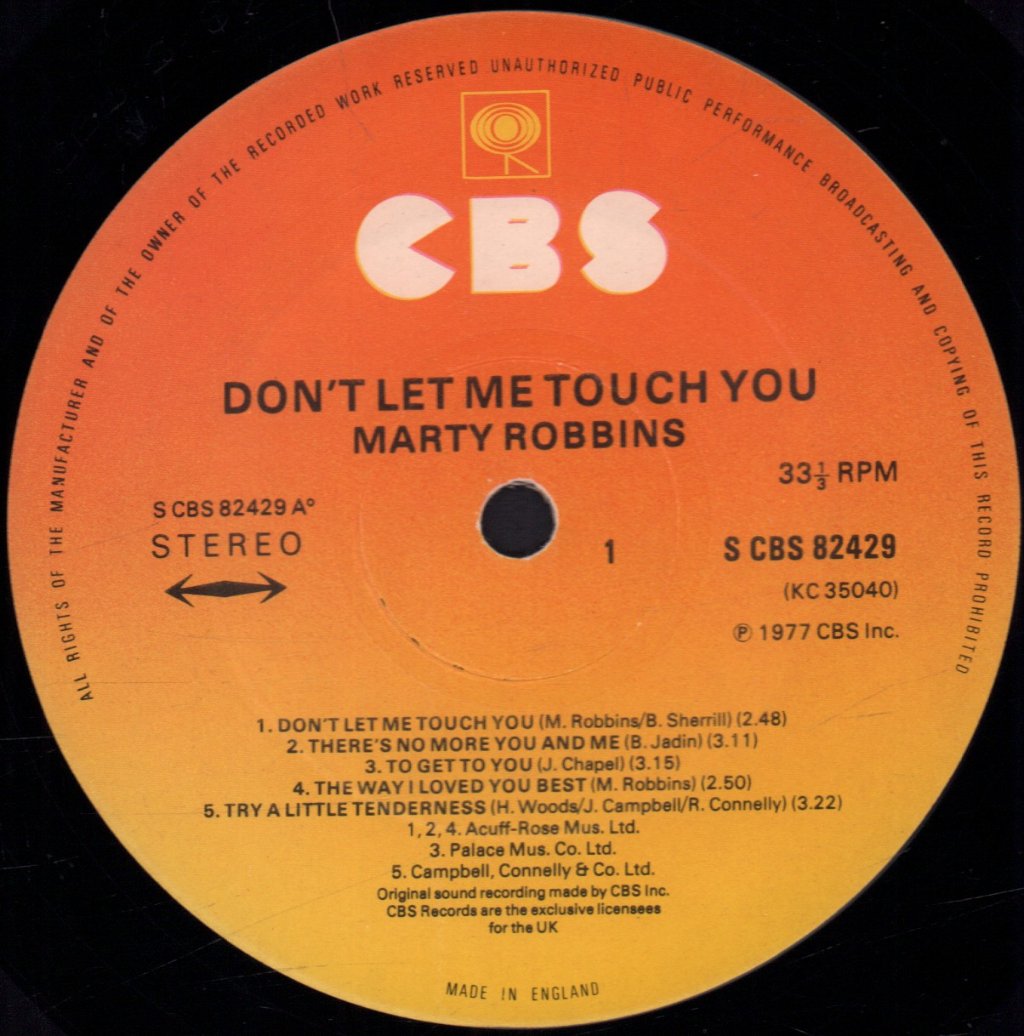 Marty Robbins - Don't Let Me Touch You - Lp