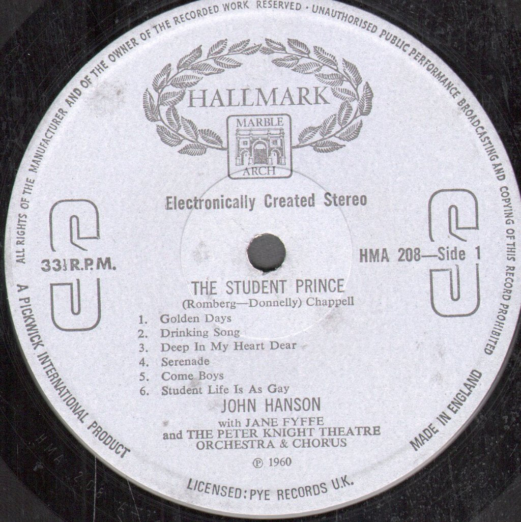 John Hanson - Student Prince/Vagabond King - Lp