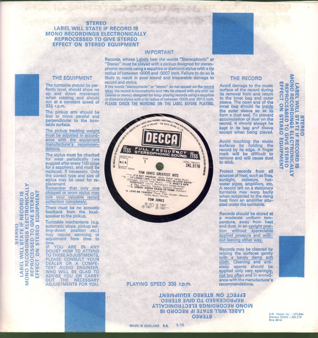 Tom Jones - Greatest Hits - Lp