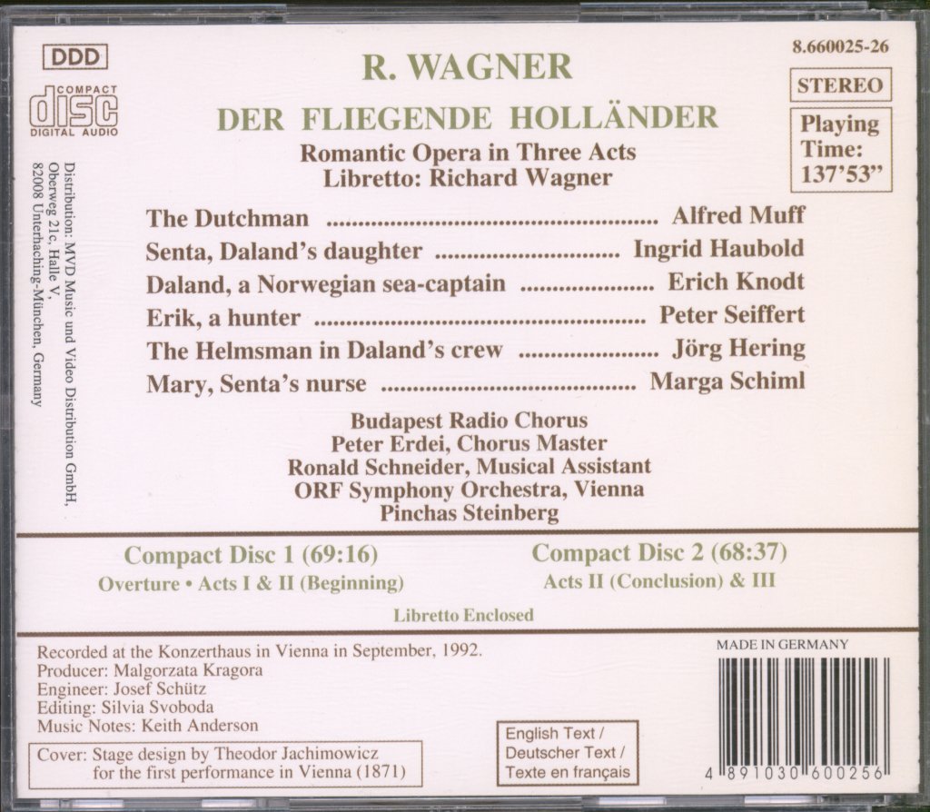 ORF Symphony Orchestra, Pinchas Steinberg - Wagner - Der Fliegende Holländer - Double Cd
