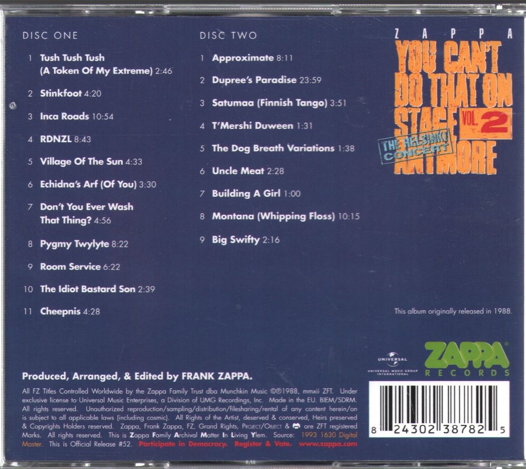 Frank Zappa - You Can't Do That On Stage Anymore Vol. 2 - Double Cd