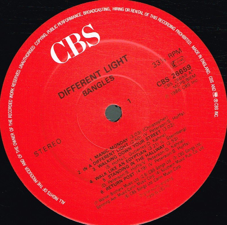 Bangles - Different Light - Lp