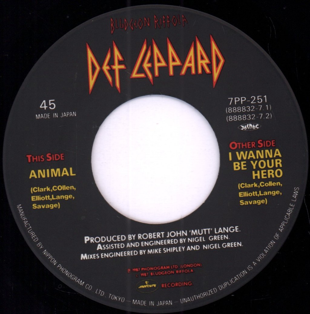 Def Leppard - Animal - 7 Inch
