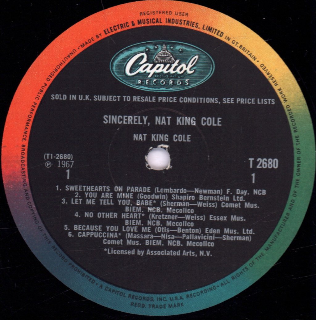 Nat King Cole - Sincerely - Lp