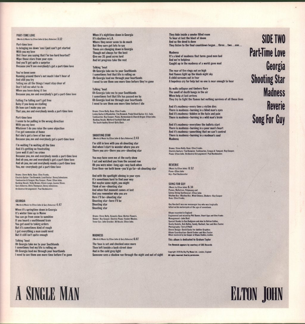 Elton John - A Single Man - Lp