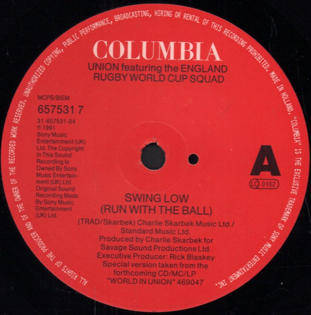 Union Featuring The England Rugby World Cup Squad - Swing Low - 7 Inch
