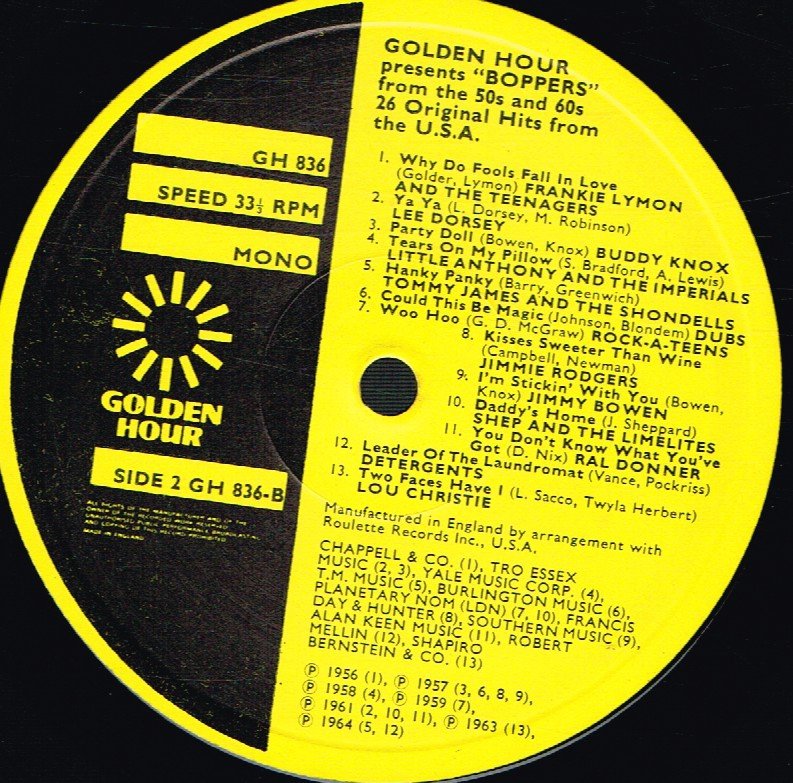 Various Artists - Golden Hour Presents Boppers From The 50'S And 60'S - Lp