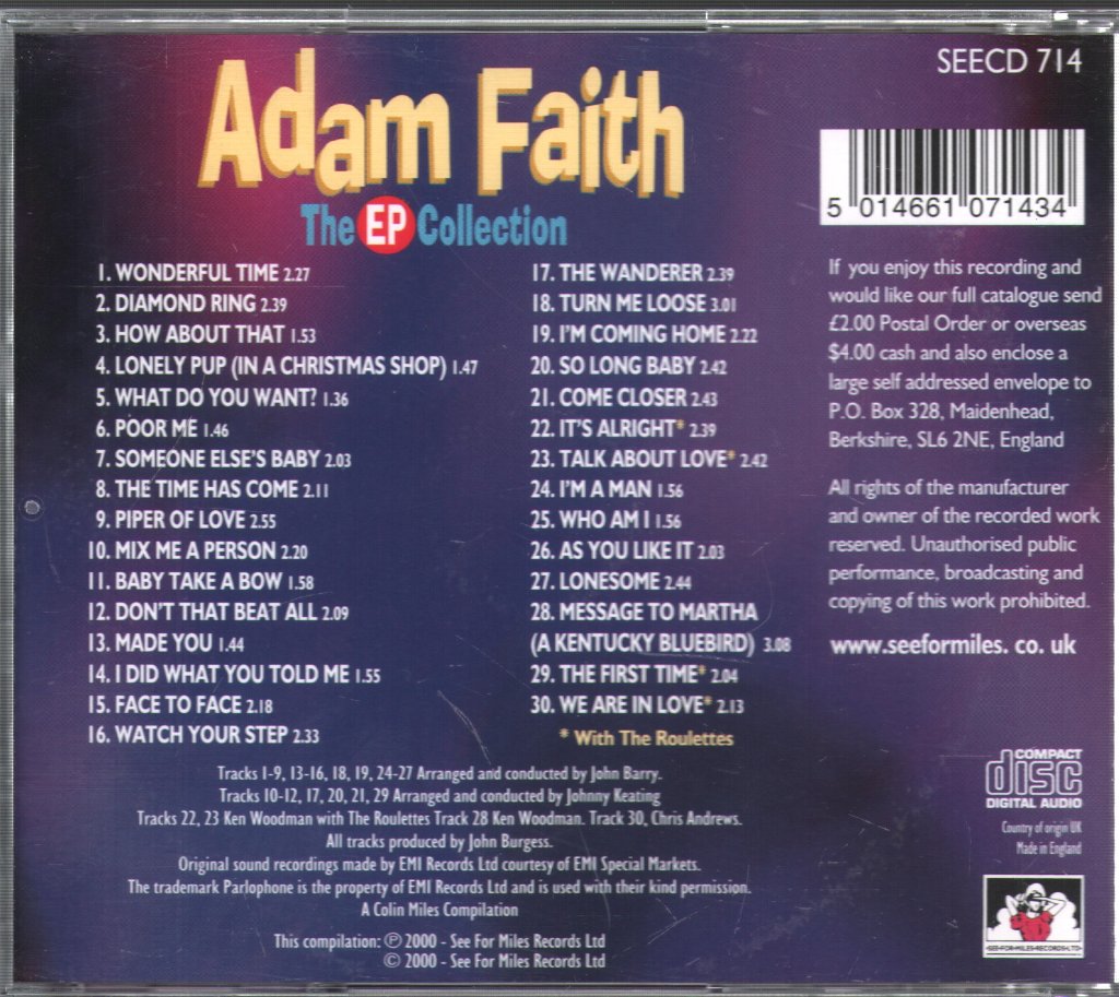 Adam Faith - E.P. Collection - Cd