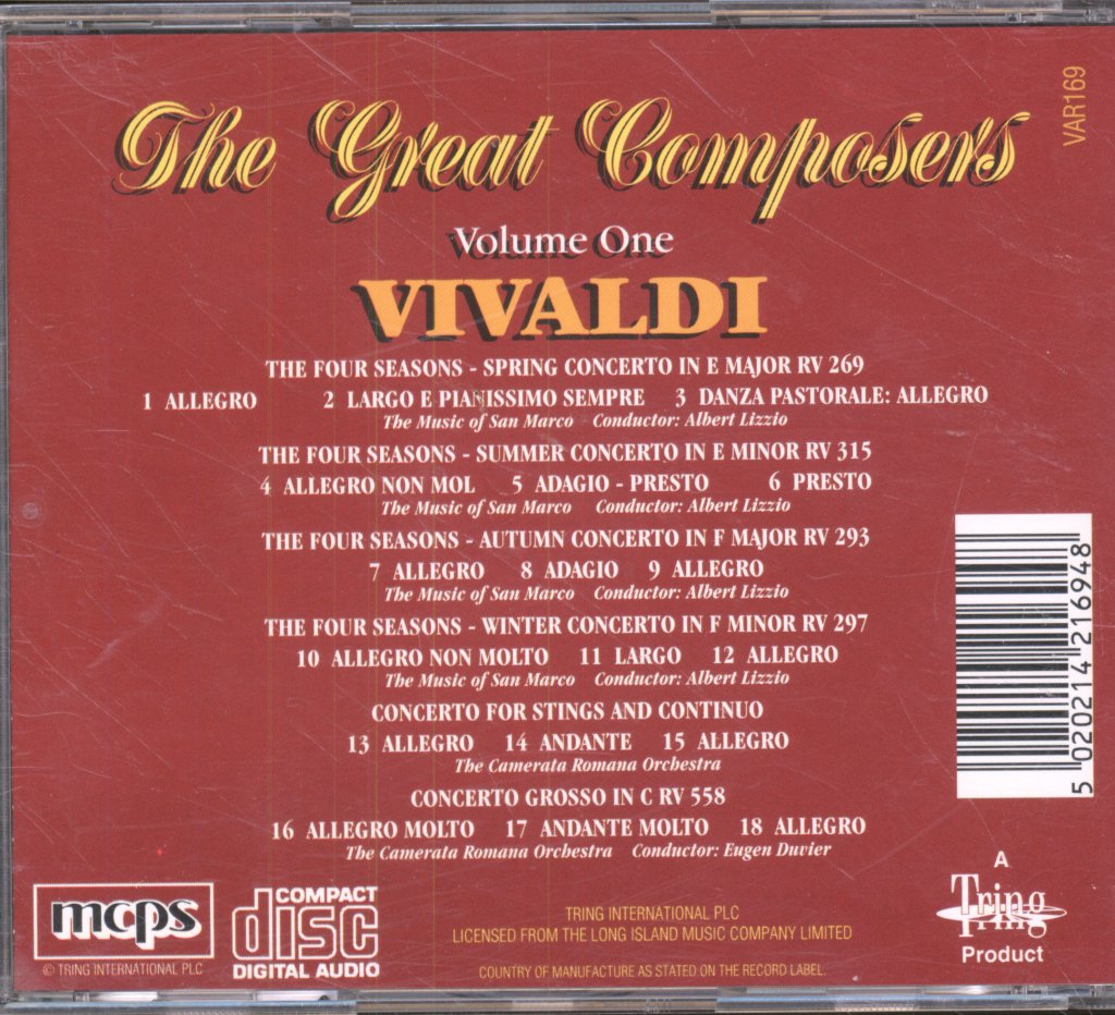 Various Artists - Great Composers Volume One Vivaldi - Cd