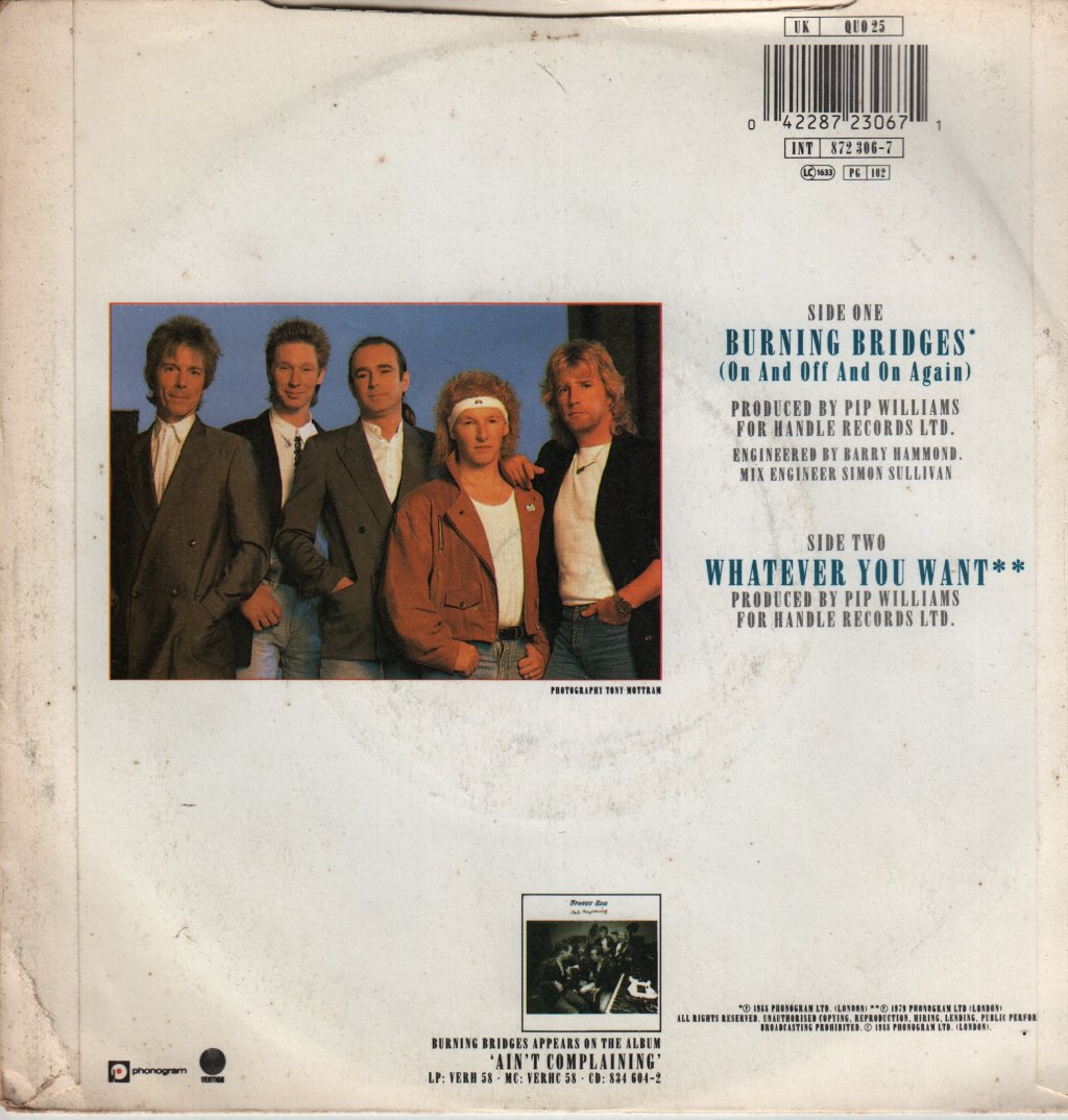 Status Quo - Burning Bridges - 7 Inch