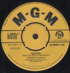 Connie Francis - Together - 7 Inch