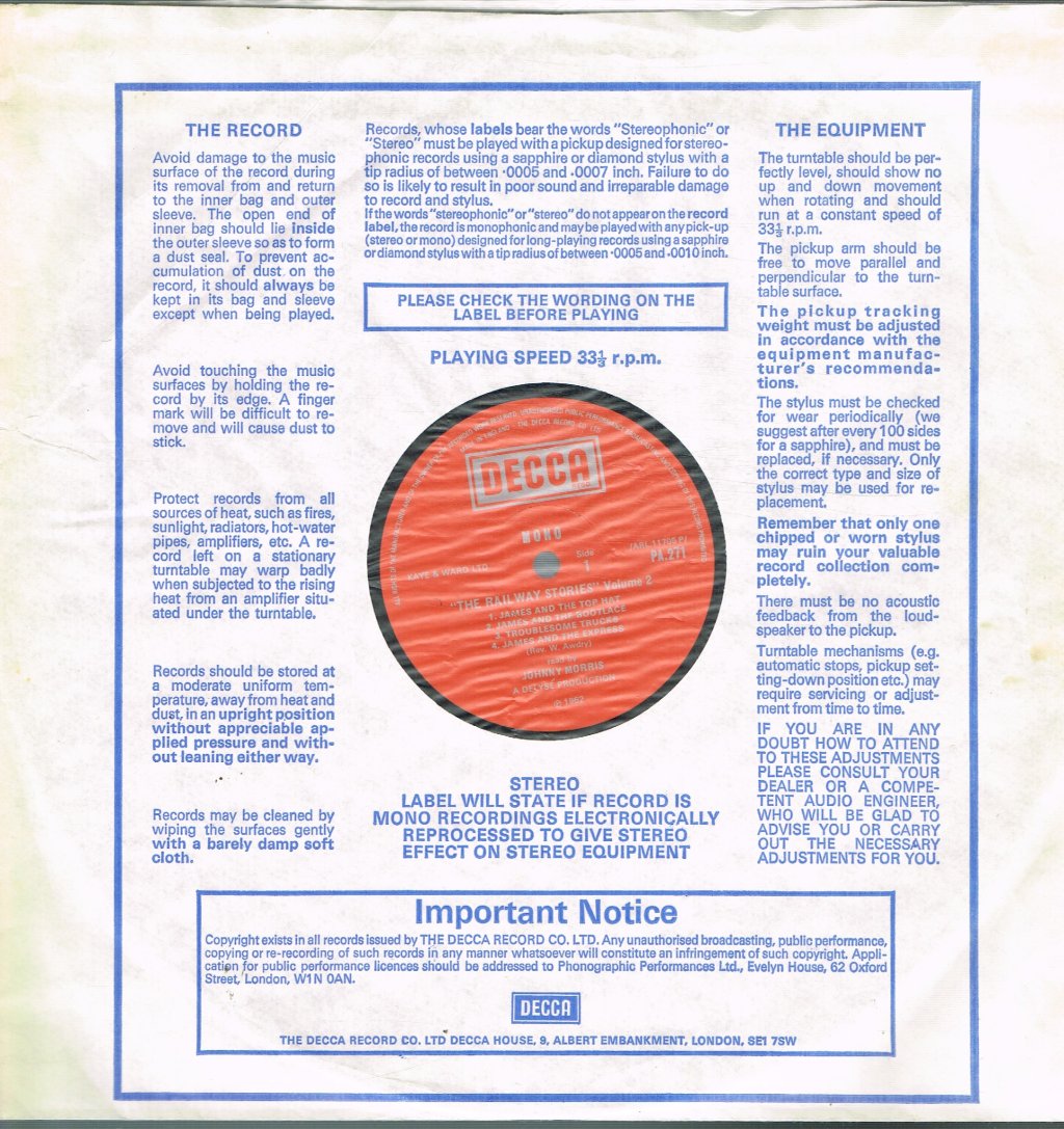 Johnny Morris - Railway Stories Vol. 2 (Thomas The Tank Engine) - Lp