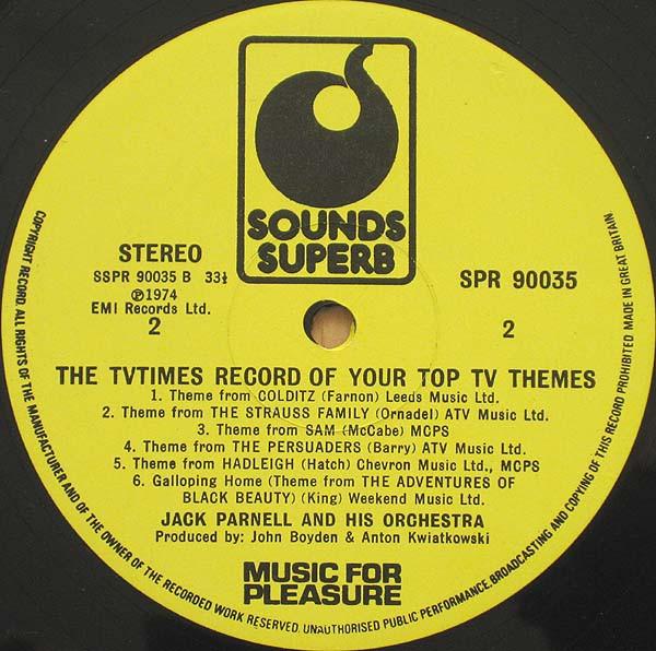 Jack Parnell Orchestra - TVTimes Record Of Your Top TV Themes - Lp