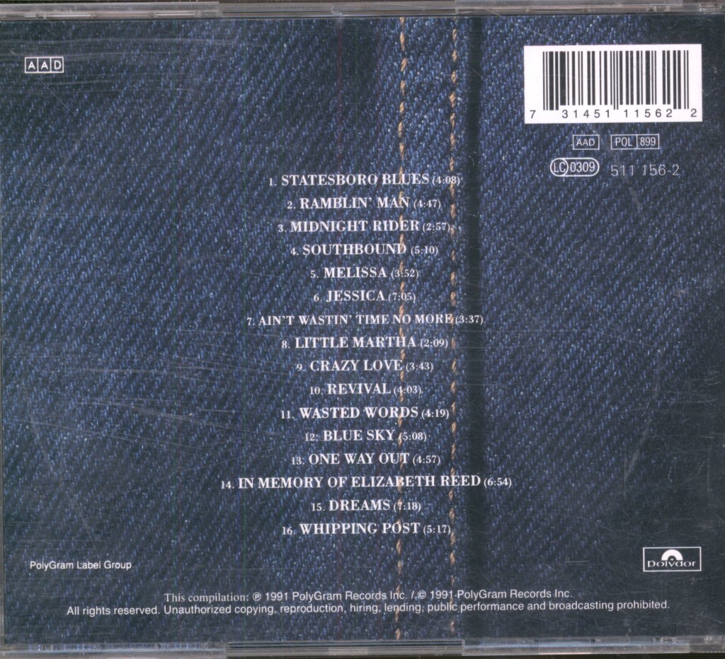 Allman Brothers Band - A Decade Of Hits 1969 - 1979 - Cd