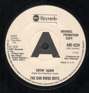 Oak Ridge Boys - Cryin' Again - 7 Inch