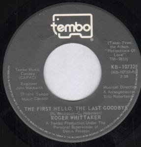 Roger Whittaker - First Hello The Last Goodbye - 7 Inch
