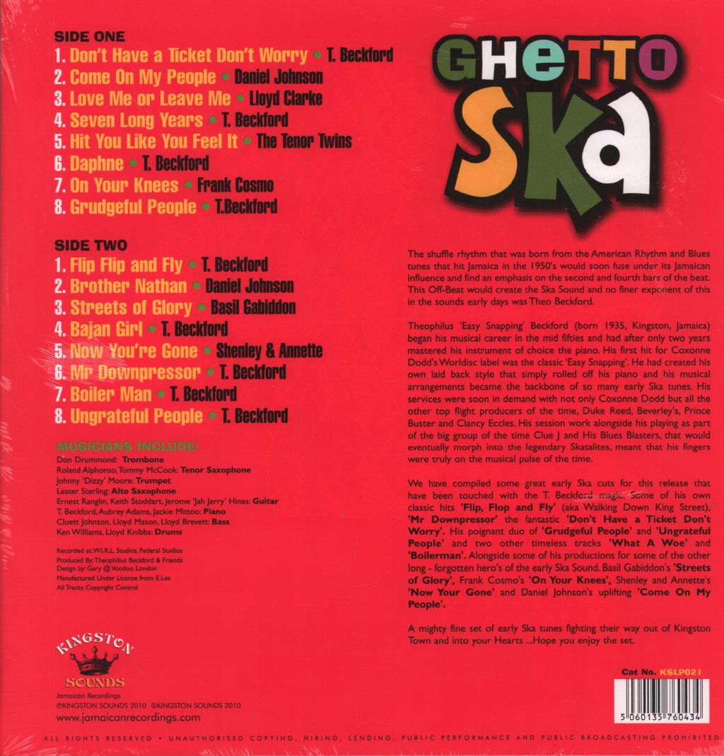 Various Artists - Ghetto Ska - From The Vaults Of Wirl & Federal Studios - Lp