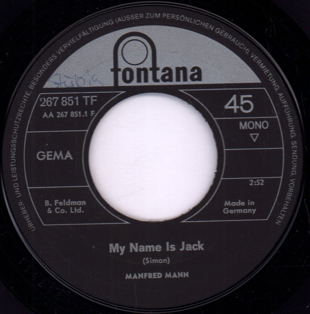Manfred Mann - My Name Is Jack - 7 Inch
