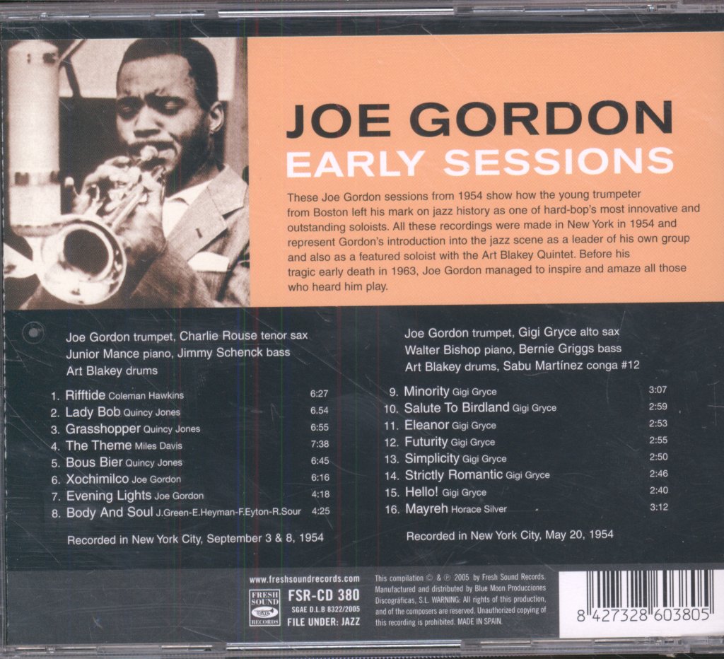 Joe Gordon - Early Sessions - Cd