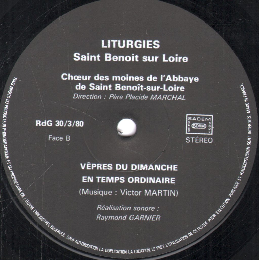 Choeur Des Moines De L'abbaye St.pierre De Solesmes De Saint Benoit-sur-Loire - Liturgies - Lp