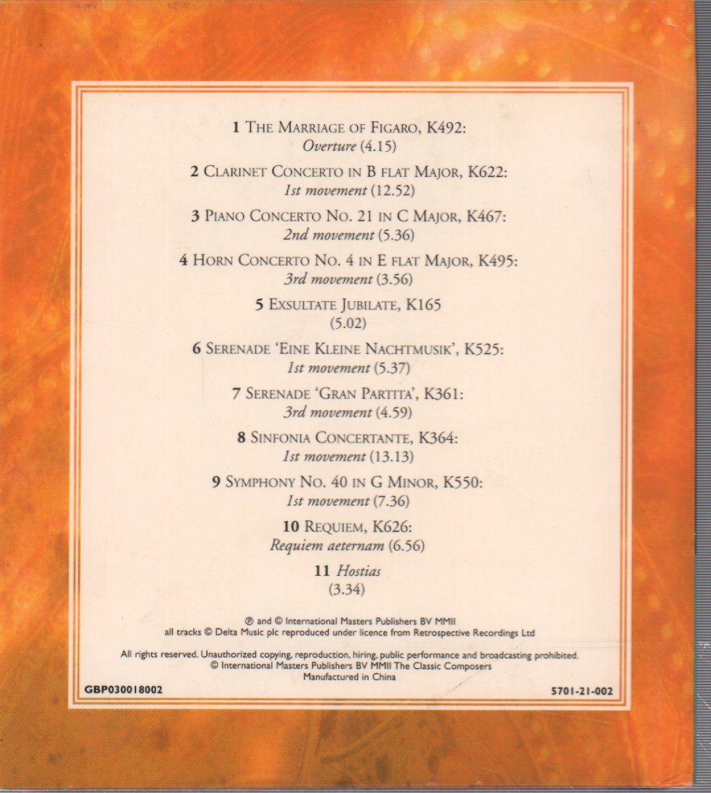 Mozart - Musical Masterpieces - Cd