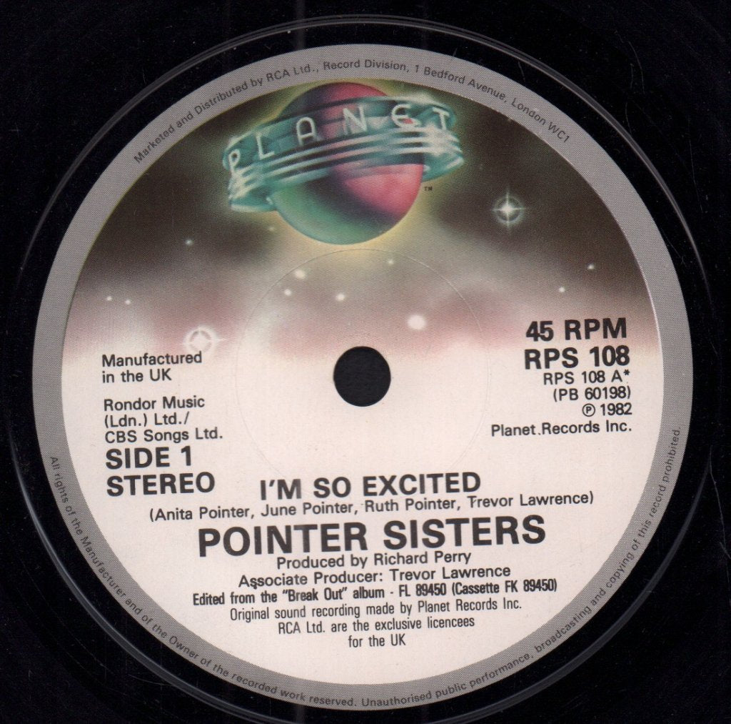 Pointer Sisters - I'm So Excited - 7 Inch