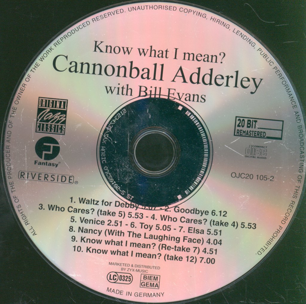Cannonball Adderley With Bill Evans - Know What I Mean? - Cd