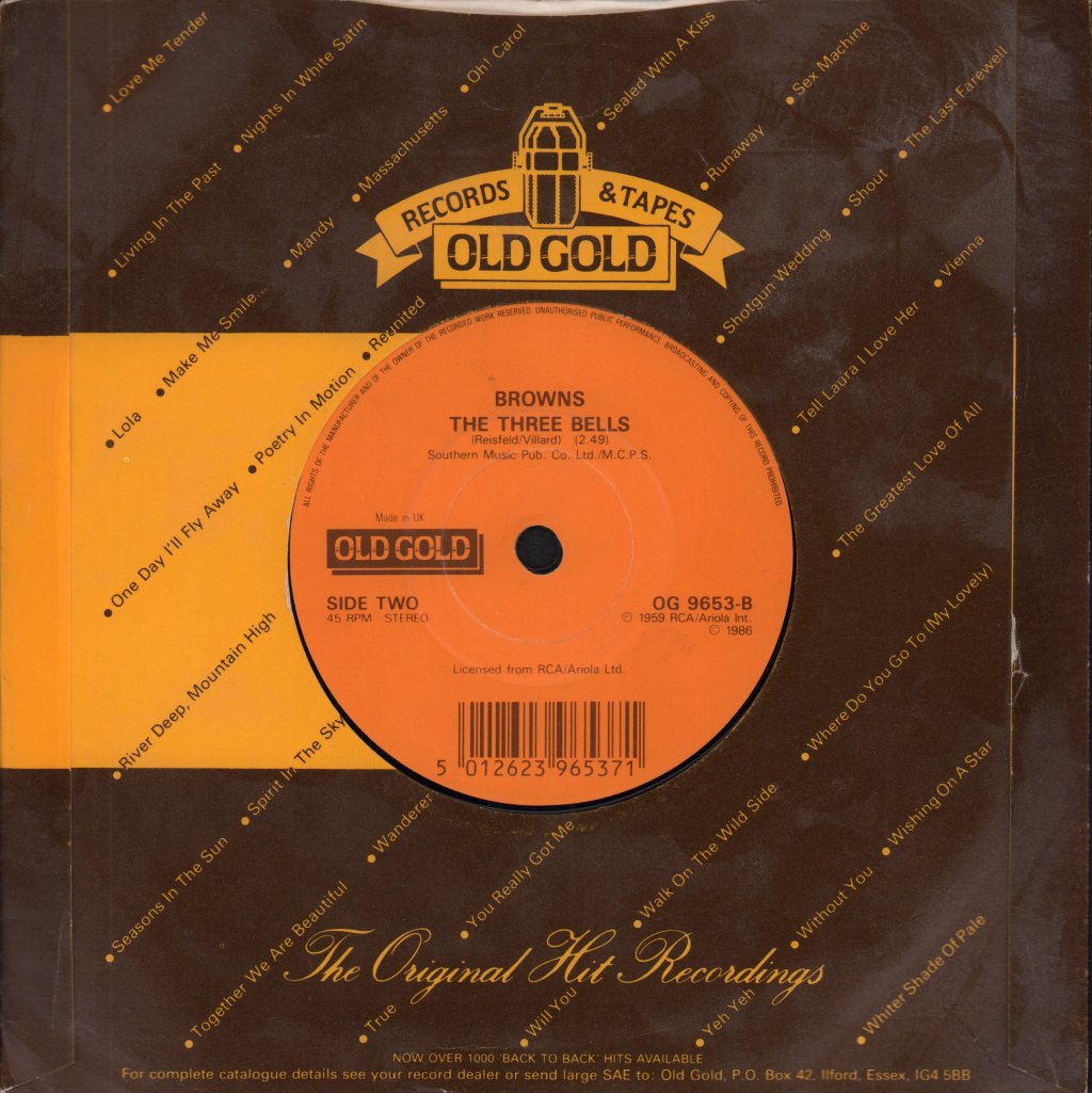 tokens / browns - Lion Sleeps Tonight / three bells - 7 Inch