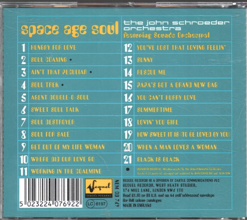John Schroeder Orchestra Featuring Sounds Orchestral - Space Age Soul - Cd