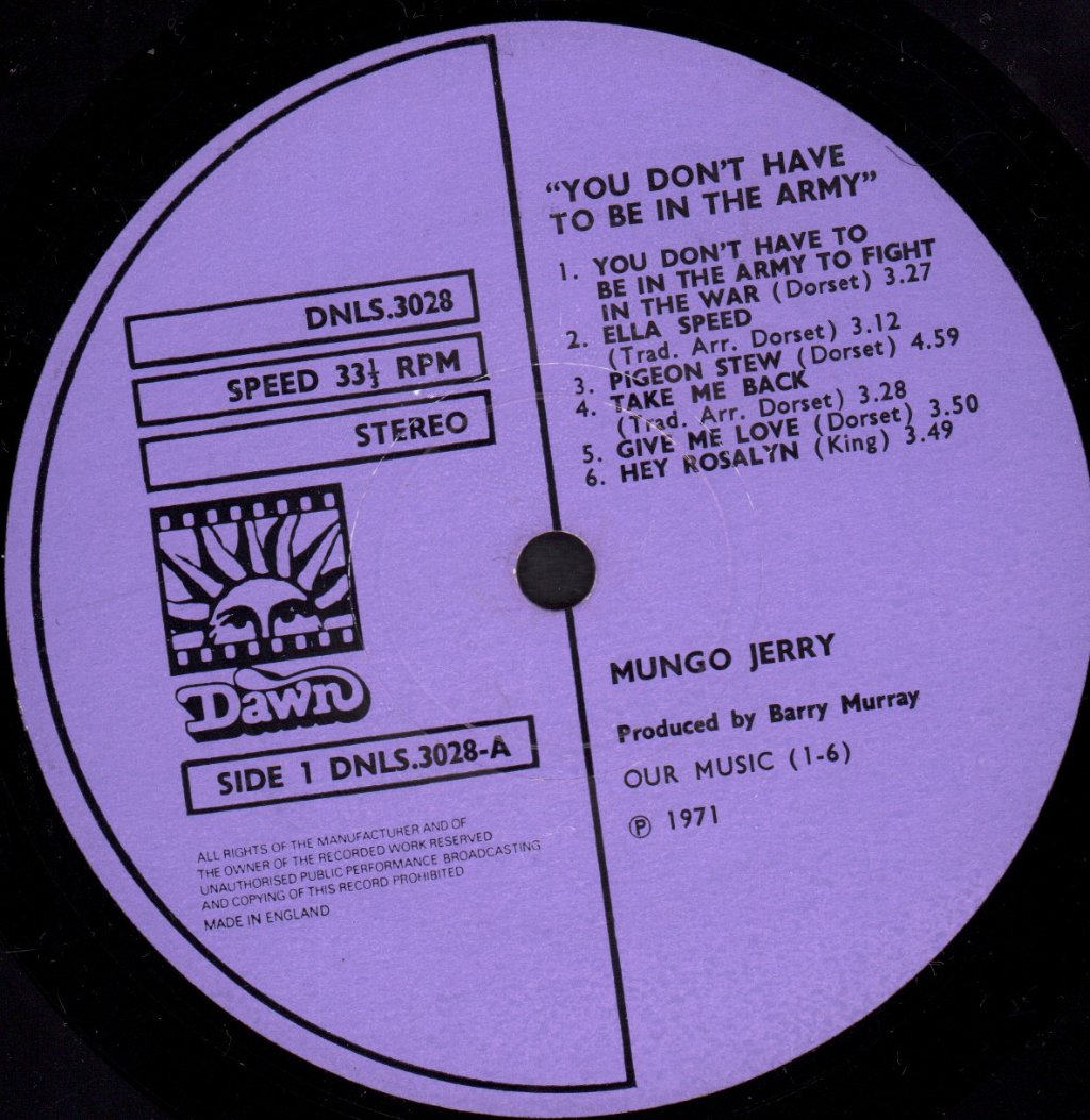 Mungo Jerry - You Don't Have To Be In The Army - Lp