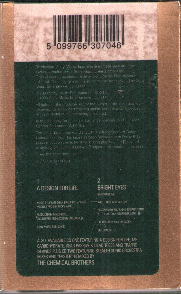 Manic Street Preachers - A Design For Life - Cassette