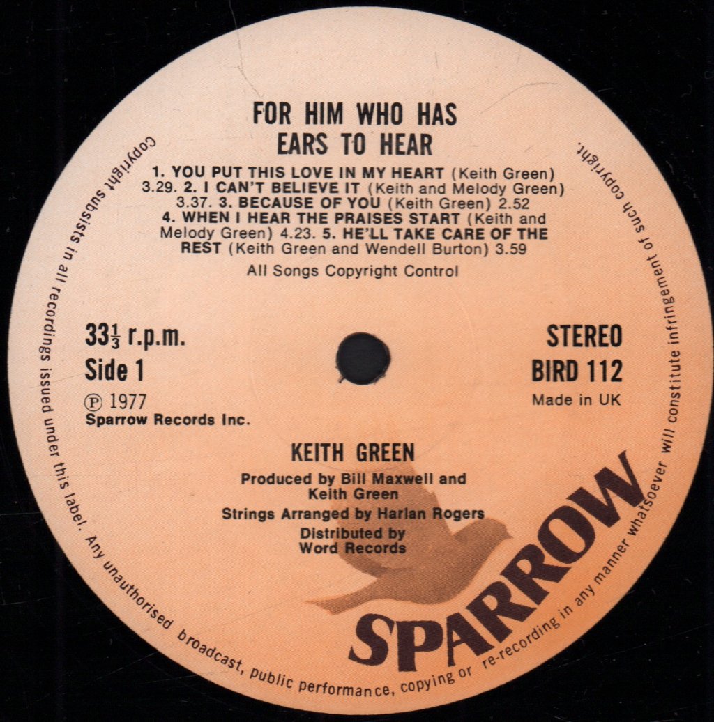 Keith Green - For Him Who Has Ears To Hear - Lp