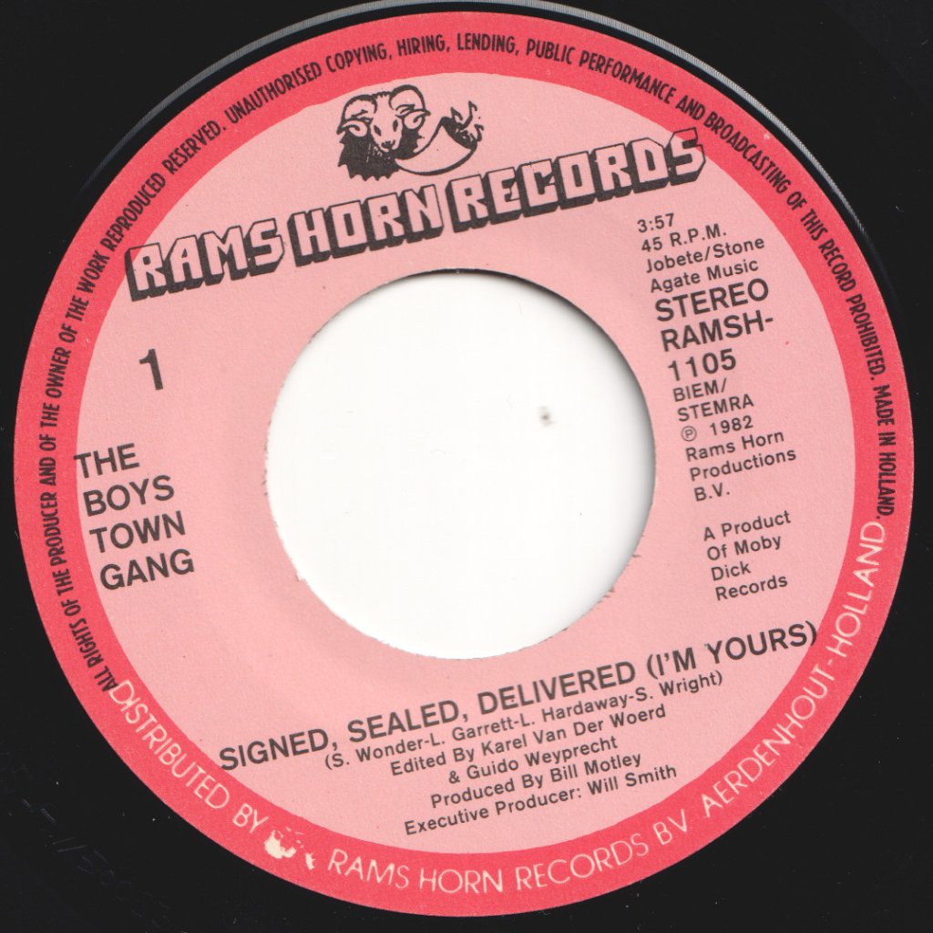 Boys Town Gang - Signed Sealed Delivered - 7 Inch
