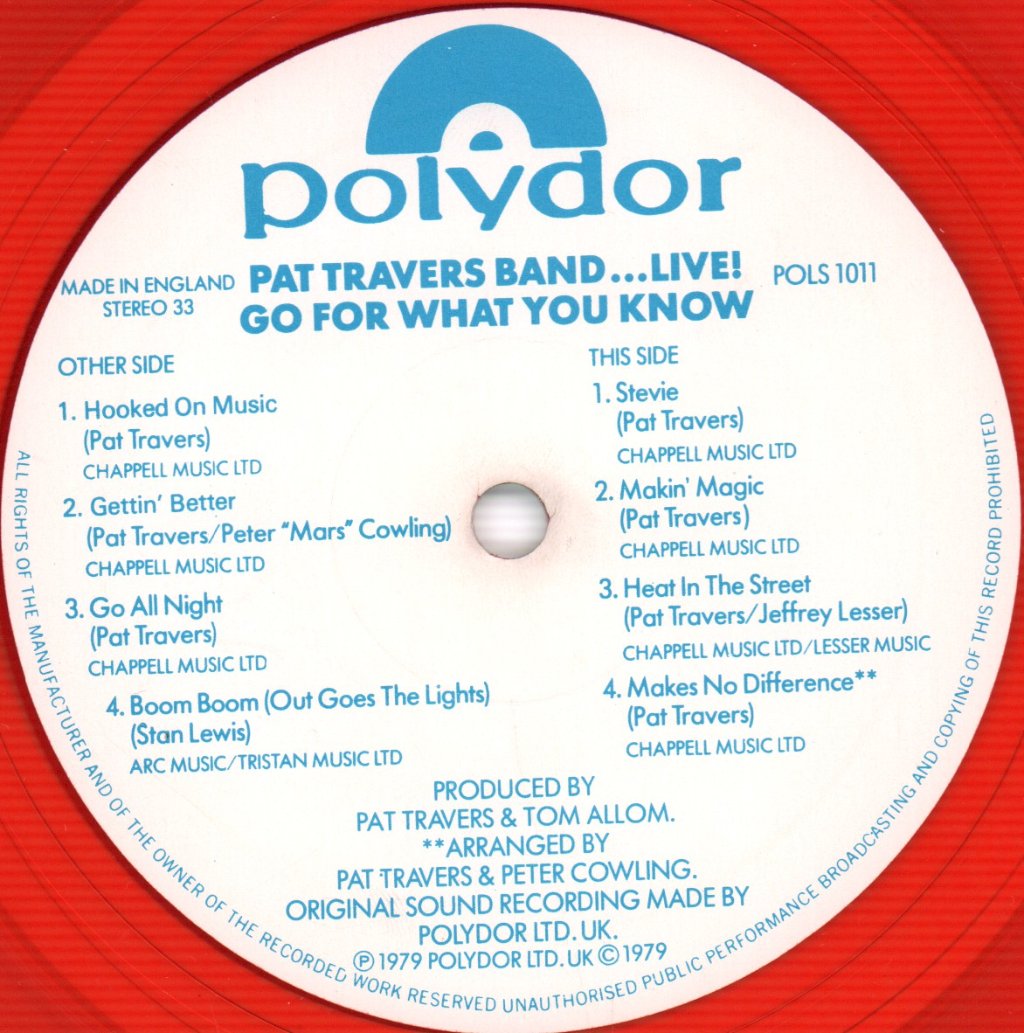 Pat Travers Band - Live! Go For What You Know - Lp