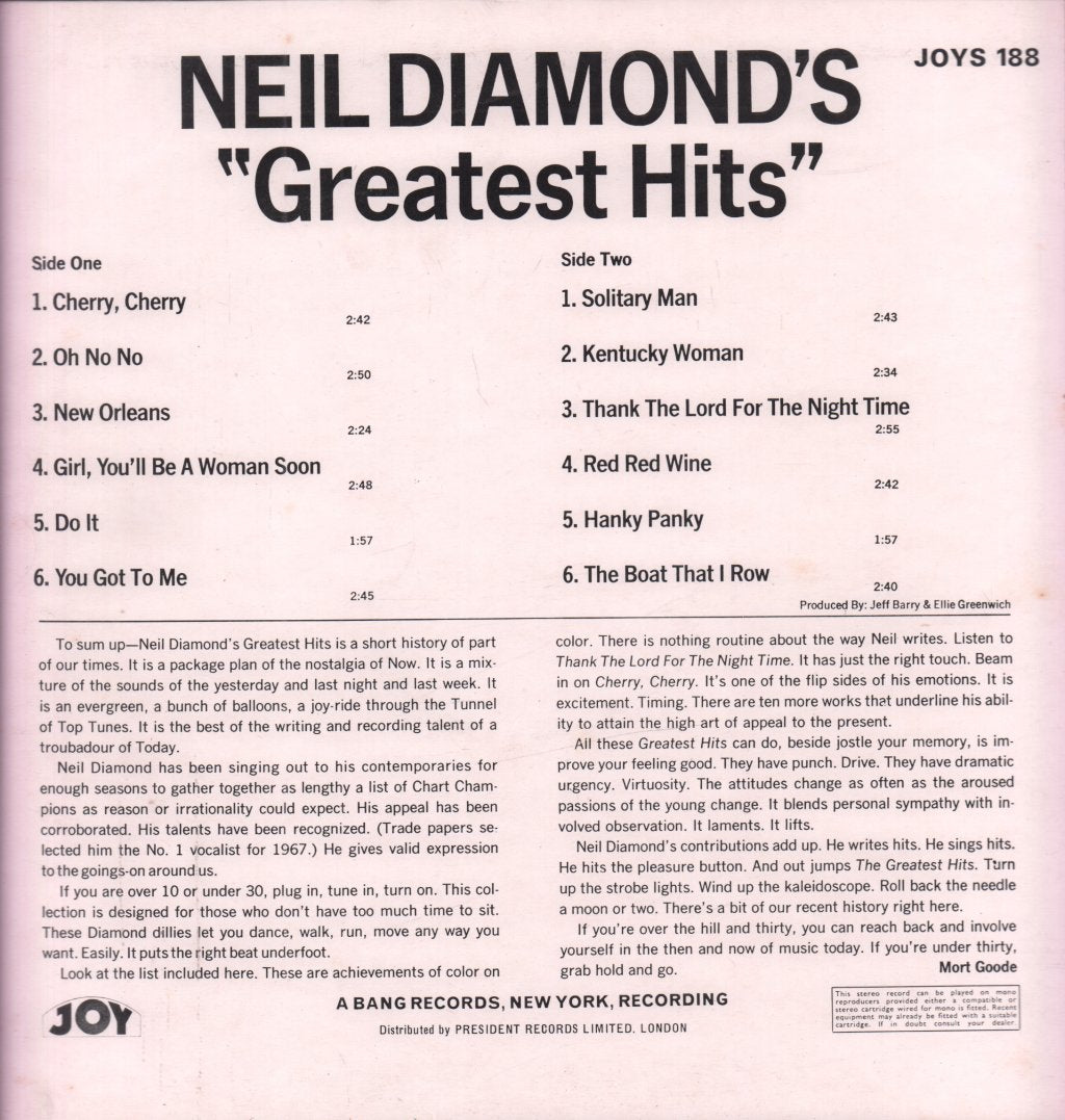 Neil Diamond - Greatest Hits - Lp