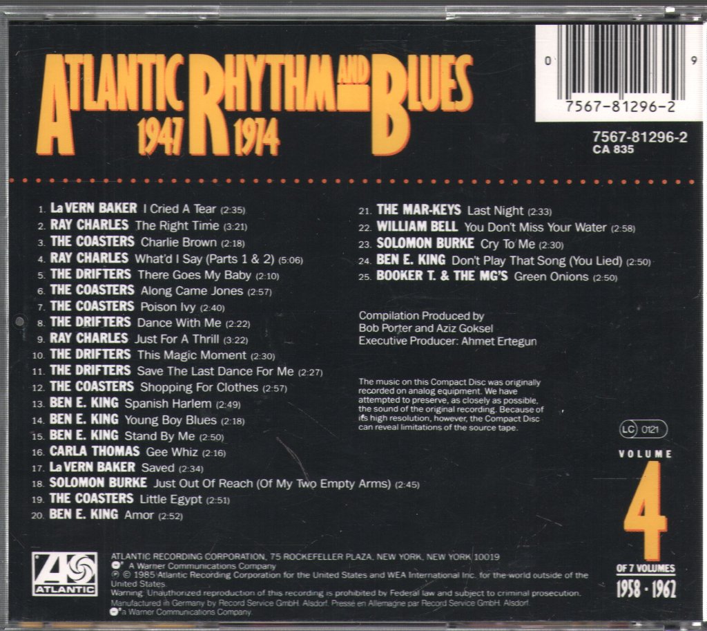 Various Artists - Atlantic Rhythm And Blues 1947 - 1974 Volume 4 1958 - 1962 - Cd