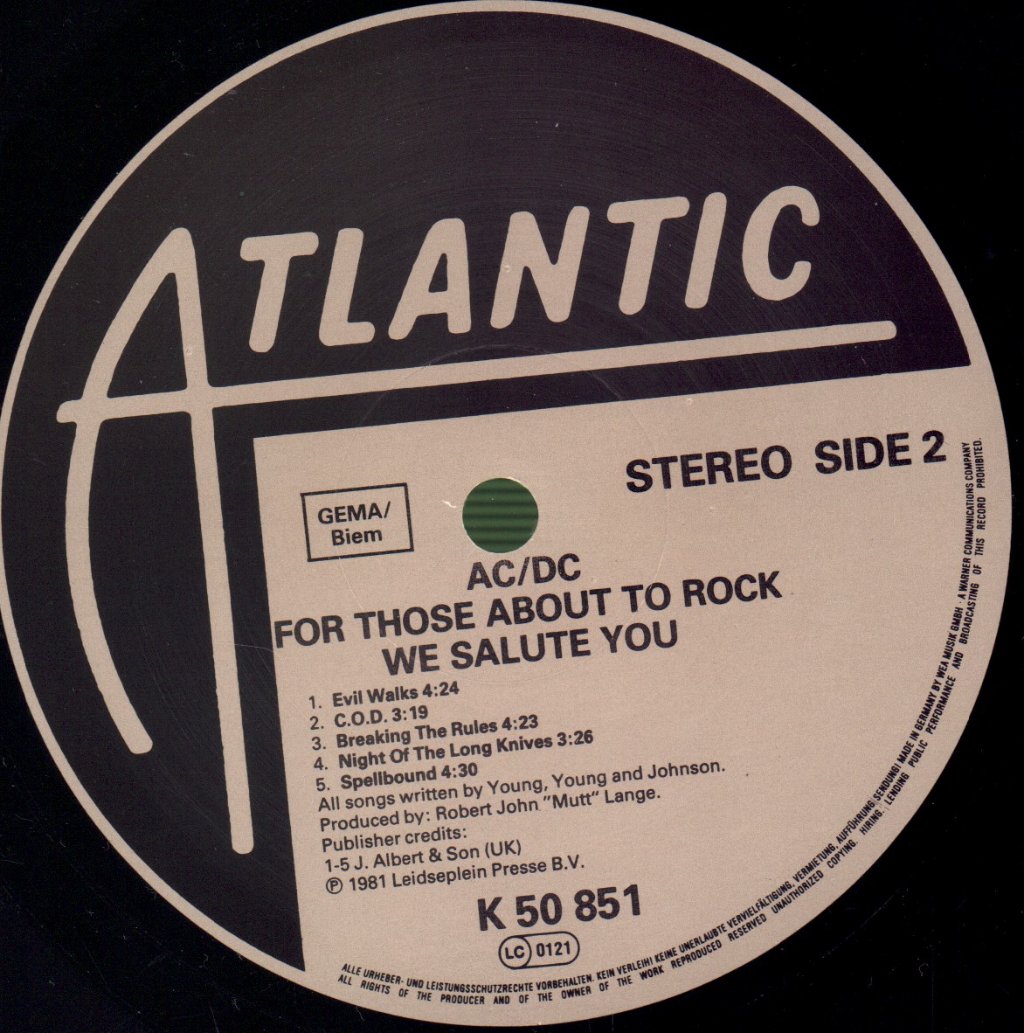 AC/DC - For Those About To Rock - Lp