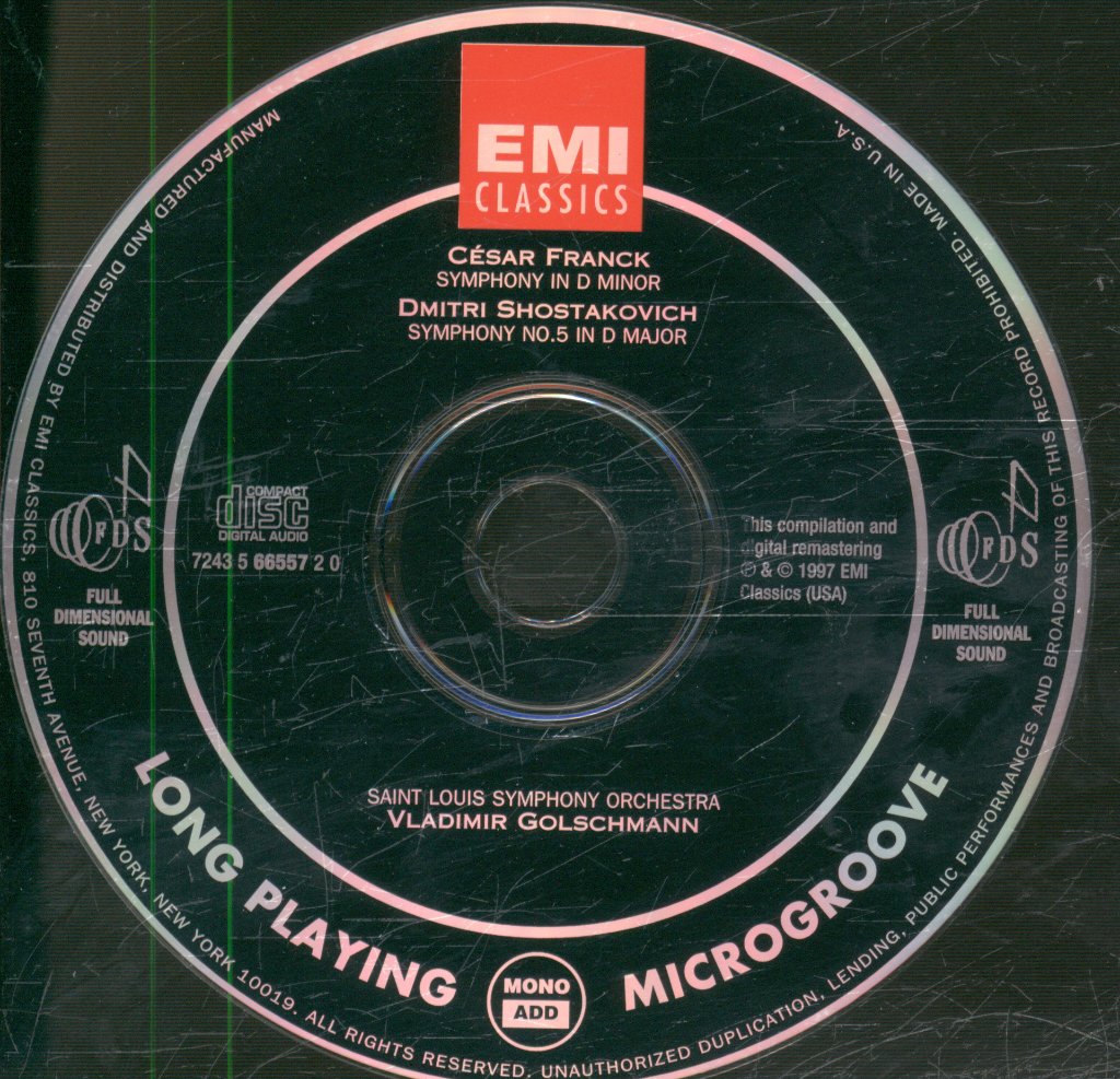 Vladimir Golschmann, St Louis Symphony Orchestra - Franck / Dmitri Shostakovich - Symphony In D Minor, Symphony No.5 - Cd