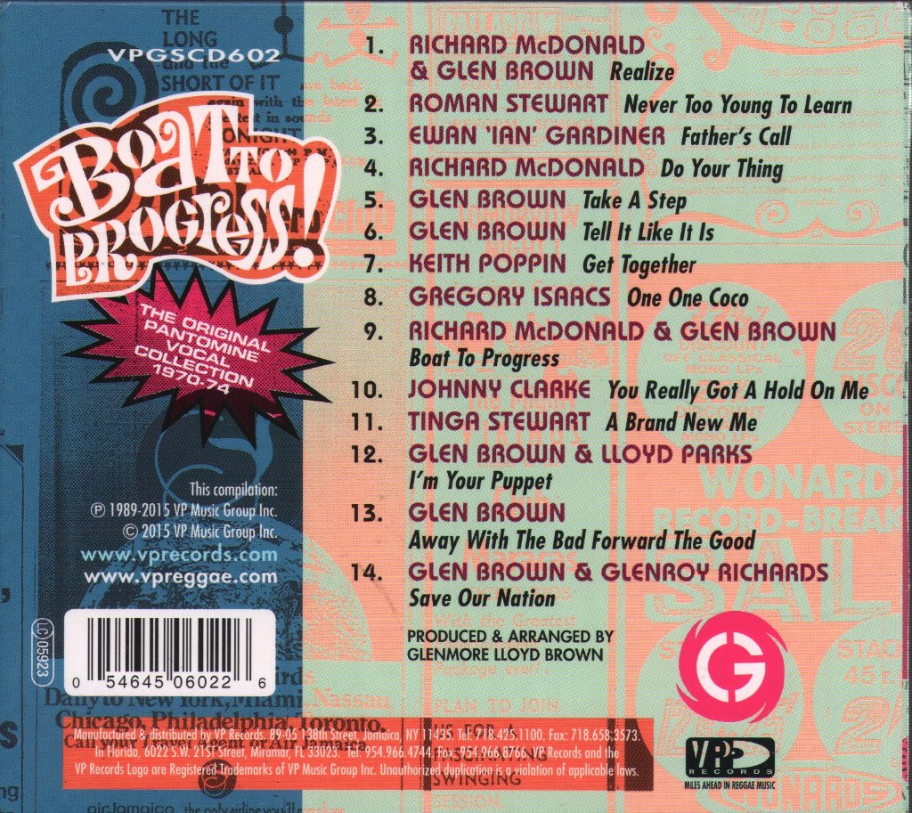 Glen Brown - Boat To Progress! (The Original Pantomine Vocal Collection 1970-74) - Cd