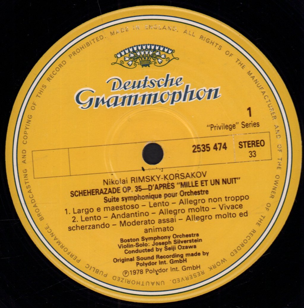 Boston Symphony Orchestra - Nikolai Rimsky-Korsakov Scheherazade - Lp