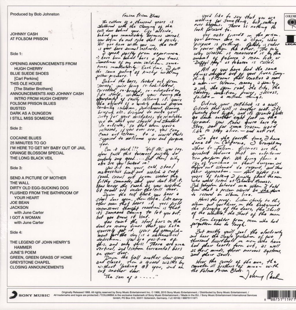 Johnny Cash - At Folsom Prison - Double Lp