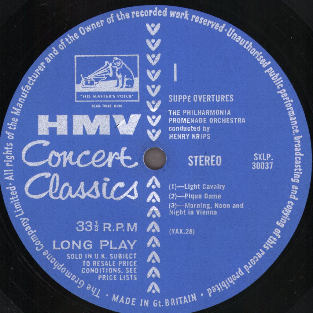 Henry Krips / Philharmonia Promenade Orchestra - Suppe - Overtures - Lp
